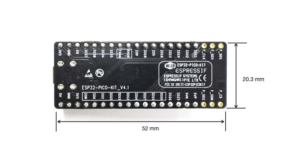 ESP32-PICO-KIT V4 尺寸图 - 背面